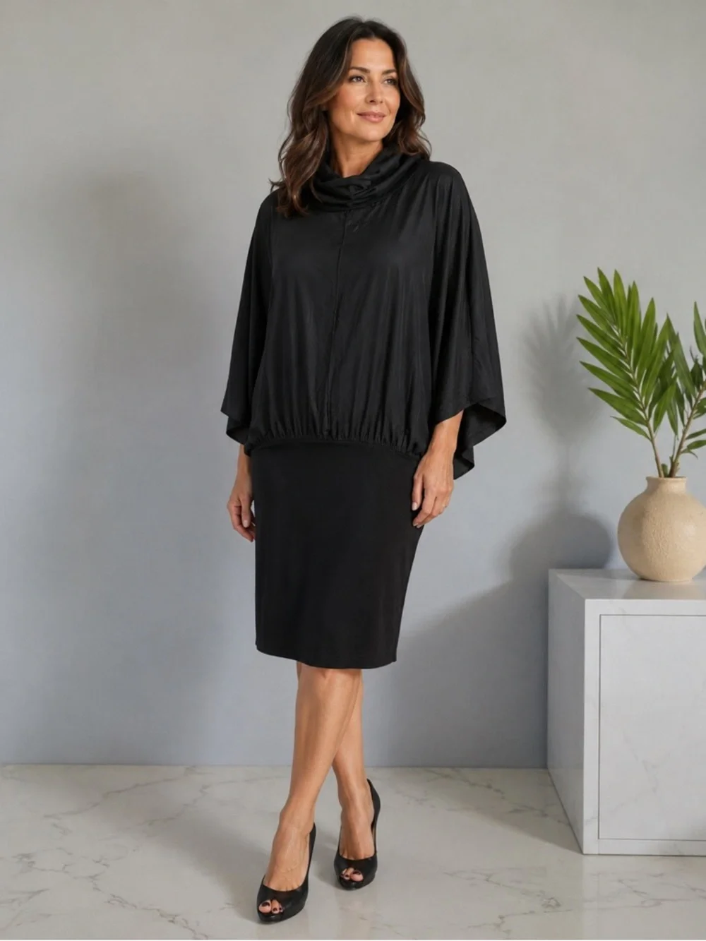 Lola & Sophie Oversized Cowl Neck Dress - Picture 1 of 8